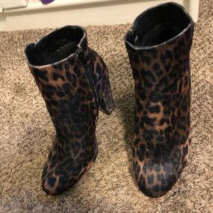 Cheetah print high heel bootie